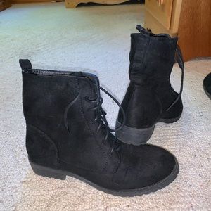 Lace up ankle boots faux suede